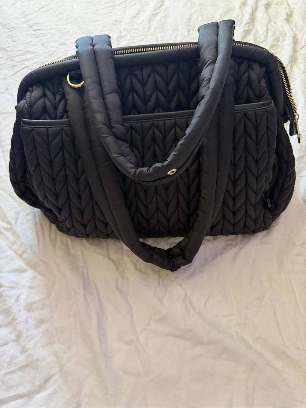 Quilted Padded Tote Bag in Black